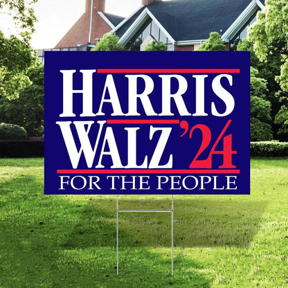 Harris Walz 2024 Yard Sign with Stakes, Double Sided Political Yard Sign for Democratic Party (Design 4) , Kamala Harris Yard Sign HWYS01