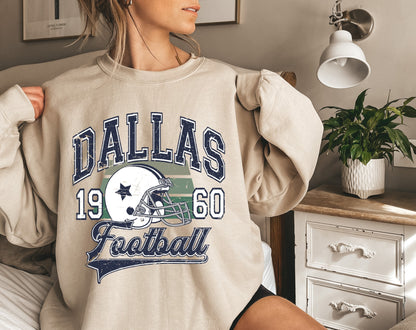 Vintage Dallas Football Sweatshirt, Womens Football, Dallas Football Gifts, Vintage crewneck, Game Day sweatshirt, Holiday Gift, Retro