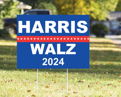 Harris Walz Yard Sign 2024 – 23in x 17in Weatherproof Yard Sign with Stakes – Vote Kamala Harris Yard Sign - Tim Walz Yard Sign