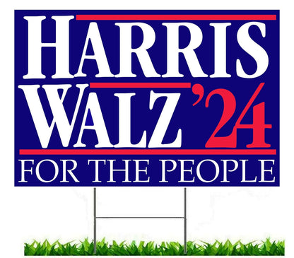 Harris Walz 2024 Yard Sign with Stakes, Double Sided Political Yard Sign for Democratic Party (Design 4) , Kamala Harris Yard Sign HWYS01