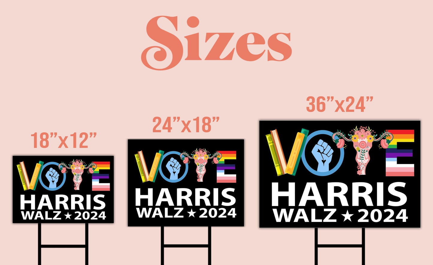 Vote Harris Walz 2024 Vote Yard Sign, Kamala 2024 Yard Sign, Reproductive LGBTQ Yard Sign, Human Rights Politic 2024 Yard Sign