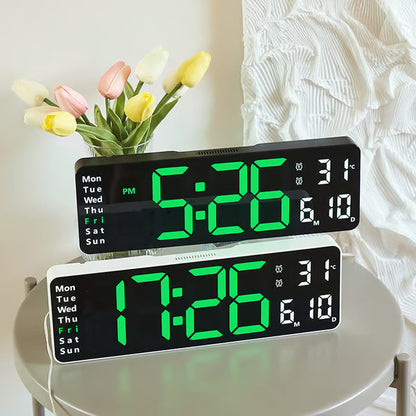 ⚡13" Large Digital Clock with Temperature, Date, Auto DST, Night Light, Auto Brightness Dimmer