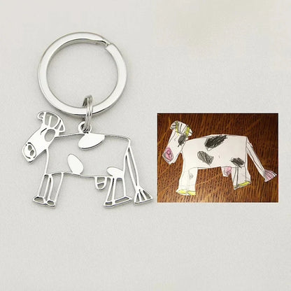 HOT SALE🔥Customized Drawing Keychain, Personalized Custom Photo Car Keyring Key Chains Jewelry