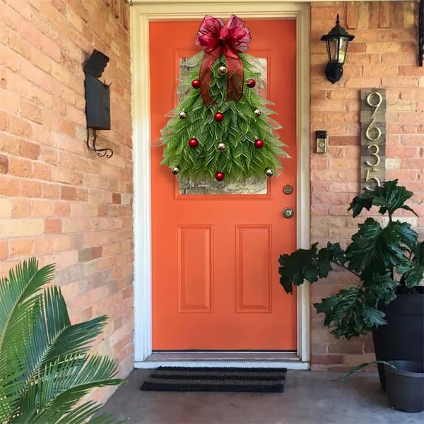 Last Day 50% OFF - Handmade Christmas Tree Wreath for Front Door