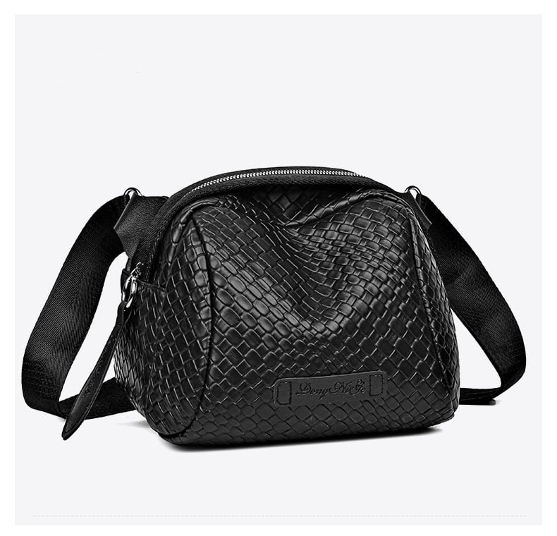 Hand Weaving Large Capacity Crossbody Shoulder Bag, Stylish Leather Shell Bag