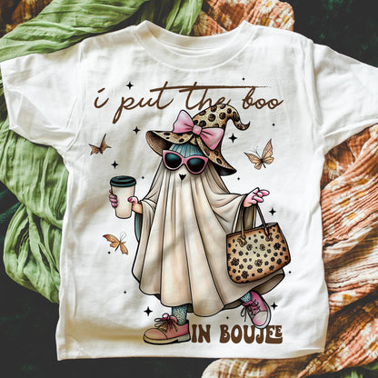 I Put The Boo In Boujee Ghost T-Shirt , Ghost Sublimation Design